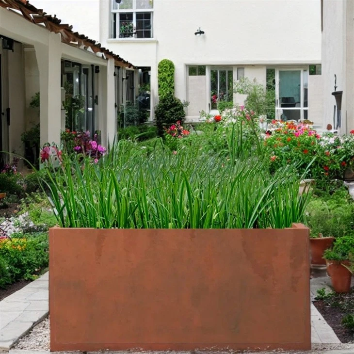Corten Steel Planter Box Outdoor Landscape Flowerpot