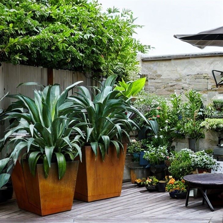 Corten Steel Planter Box Outdoor Landscape Flowerpot