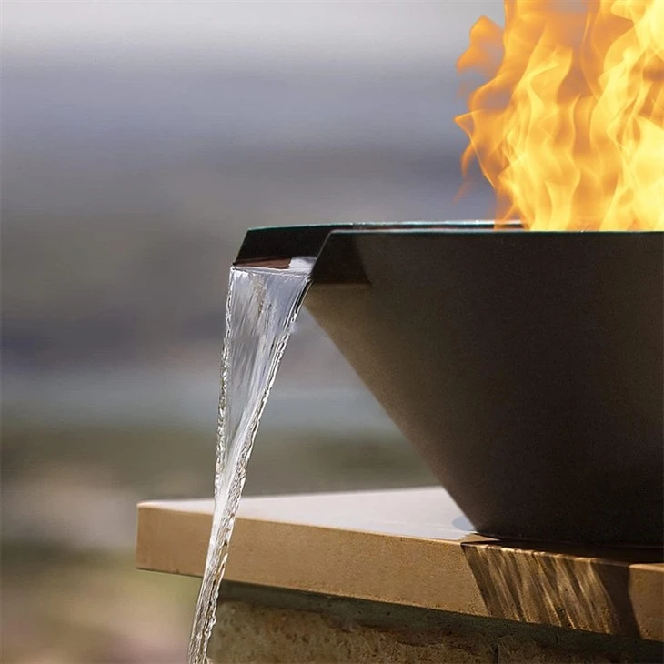 Fire Pit With Water Feature Installation