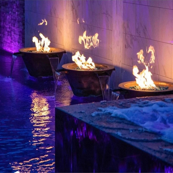 Fire Pit With Water Feature Installation