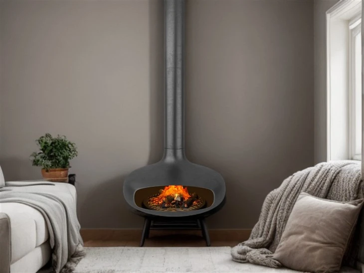 Indoor Household 360 Degree Rotate Hanging Fireplace
