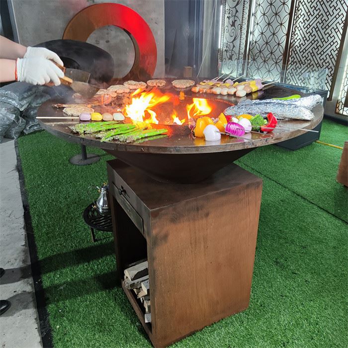 בישול בחוץ צבע חלוד עיצוב רטרו קורטן פלדה מנגל גריל