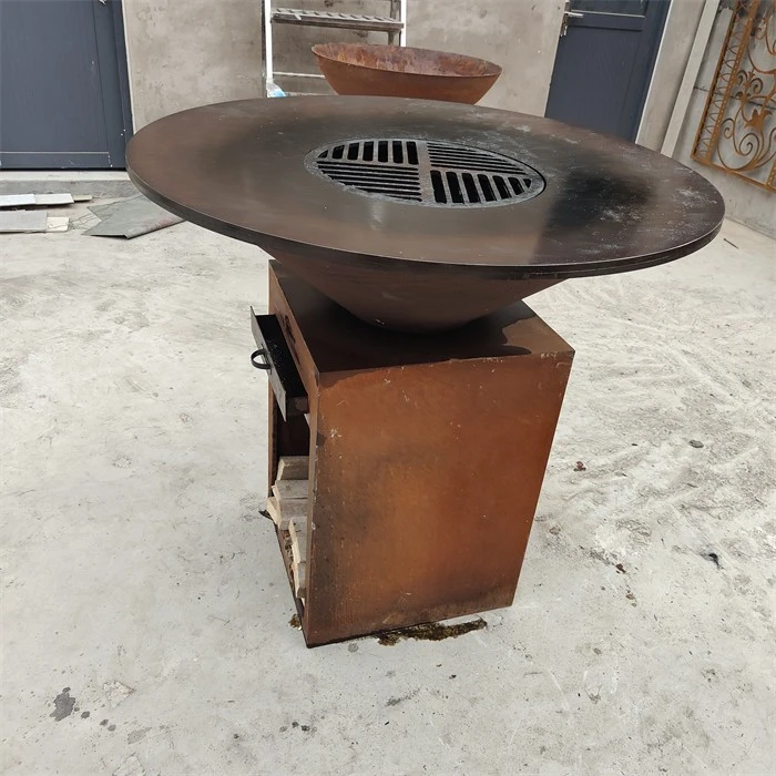 Spark Wood Burning Rusty Corten Steel Bbq Grill