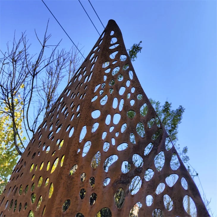 Weathering Steel Sculpture Leaves Shape