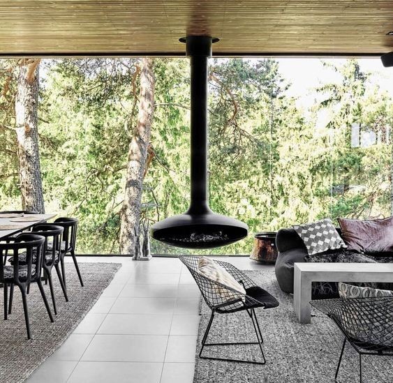 Wood Burn Hanging Fireplace