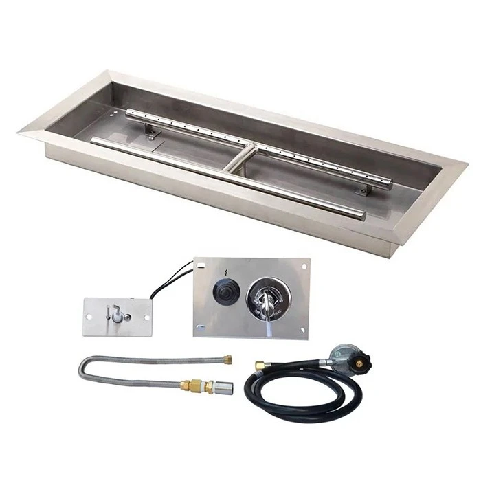 rectangle ss natural gas fire pit
