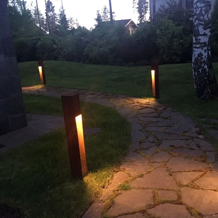 Outdoor Led Lightbox Corten Steel Bollard Light